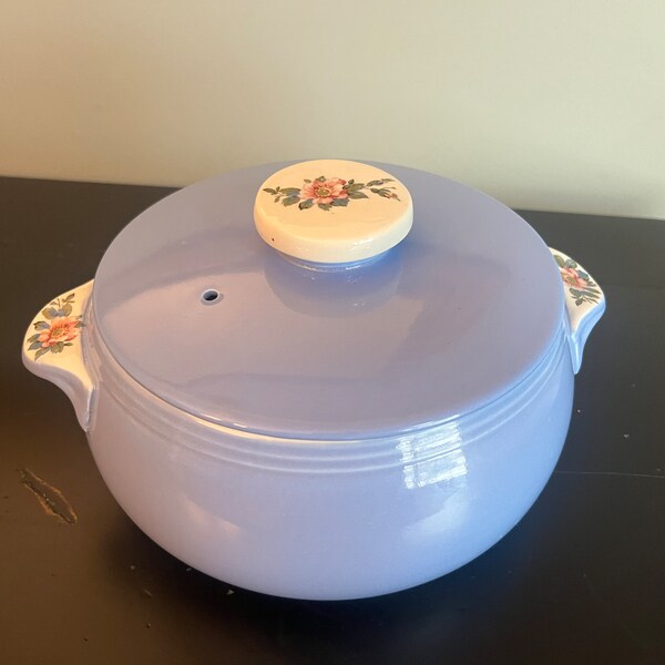 Vintage Hall’s Rose Parade 1259 Periwinkle Blue Lidded Casserole Dish Hall Superior Quality Kitchenware - Great!