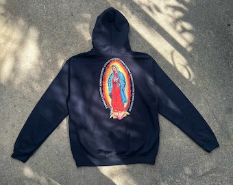 Guadalupe Hoodie, Virgen de Guadalupe Sweatshirt Hoodie, Virgin Mary Hoodie, Catholic Clothing,