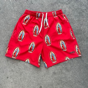 Pantalones cortos de Guadalupe, pantalones cortos de la Virgen de Guadalupe, pantalones cortos de la Virgen María, ropa católica