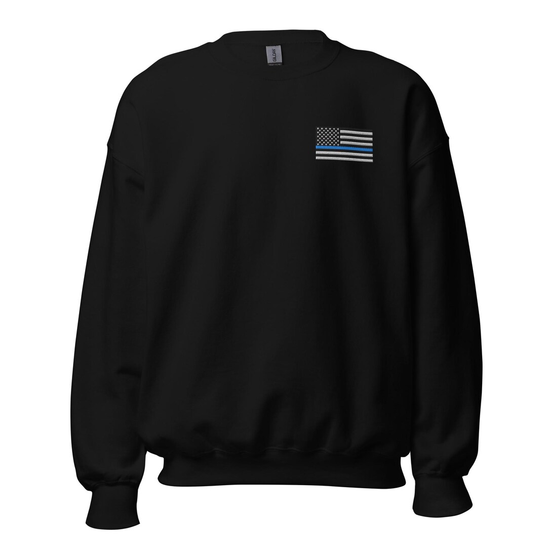 Blue Line Flag Sweatshirt Embroidered - Etsy