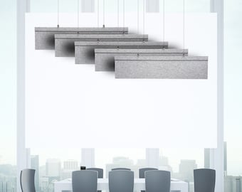 SilentFiber™ Polyester Acoustic Blade Baffle with Cable Hangers (5 Baffles), Gray