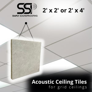 SilentCeiling™ White Acoustic Ceiling Tiles (2x2 or 2x4) Sound Absorption for Home Theaters, Bars/Restaurants, Music Venues, Studios, etc.
