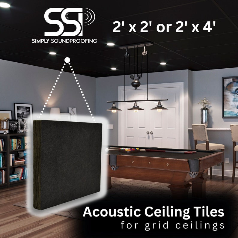 Silentceiling™ Black Acoustic Ceiling Tiles 2x2 or 2x4 Sound Etsy