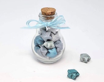 Origami Lucky Stars in Jar/Wedding decoration/ Party Favors/ Glitter Paper Origami Star/ Special Gatherings/ Birthday gifts/ home decor