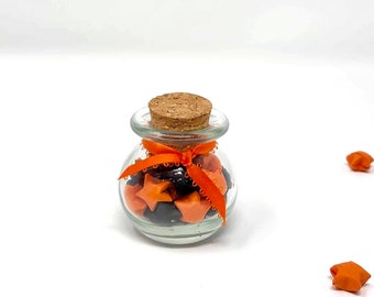lucky stars origami Halloween in a decorated jar, Black and Orange Stars, Halloween Gift, Used for Party Favors For Special Gatherings
