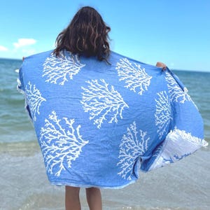 Coral Beach Towel Cotton, Soft Pool Towel, Turkish Cotton Hammam Towel, Quick Dry Spa Towel, Lightweight Gym Towel, Bachelorette Gifts