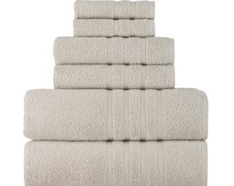 TEXTILOM 100% Turkish Cotton 6 Pcs Bath Towel Set, Luxury Bath Towels for