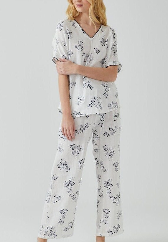 Soft Cotton Pajamas Women Two Piece Lounge Set Comfy Cotton