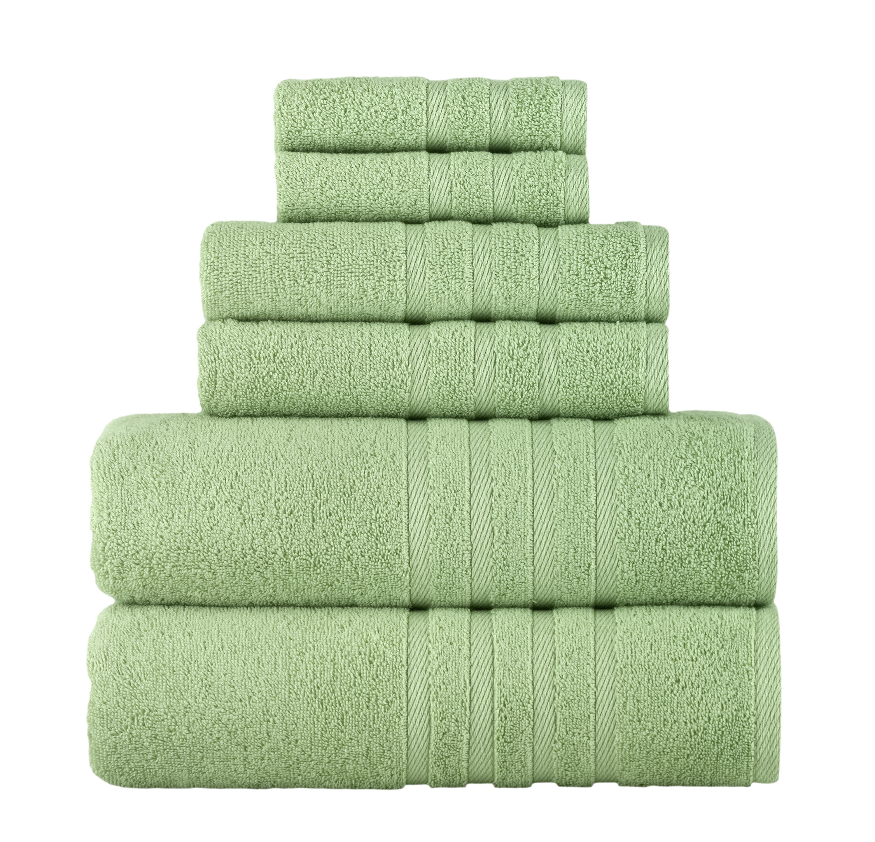 Peacock Alley Plush Turkish Towel Set in Sage Light Green | 6 Pieces | 100% Extra-Long Staple Cotton