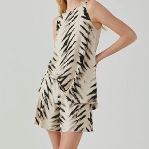 Bamboo Pajama Set: Women&#39;s Animal Print Tank & Shorts Loungewear