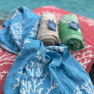 Organic Turkish Cotton Beach Towel: Lightweight Peshtemal Hammam Spa Towel