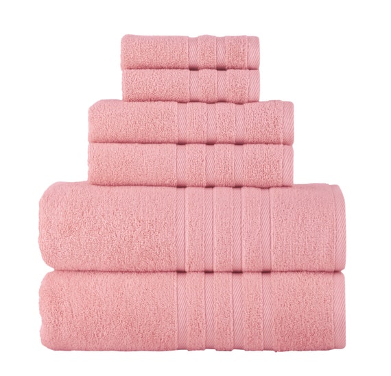 100% Cotton Hotel Style 6 Piece Towel Set with 2 Bath Towels, 2