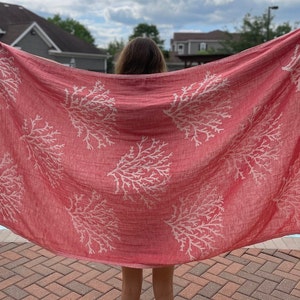 Soft Cotton Beach Towel Quick Dry Spa Towels, Turkish Cotton Coral Print Pool Towel, Lightweight Bath Towel, Spa Gifts Couple Gift Peshtemal