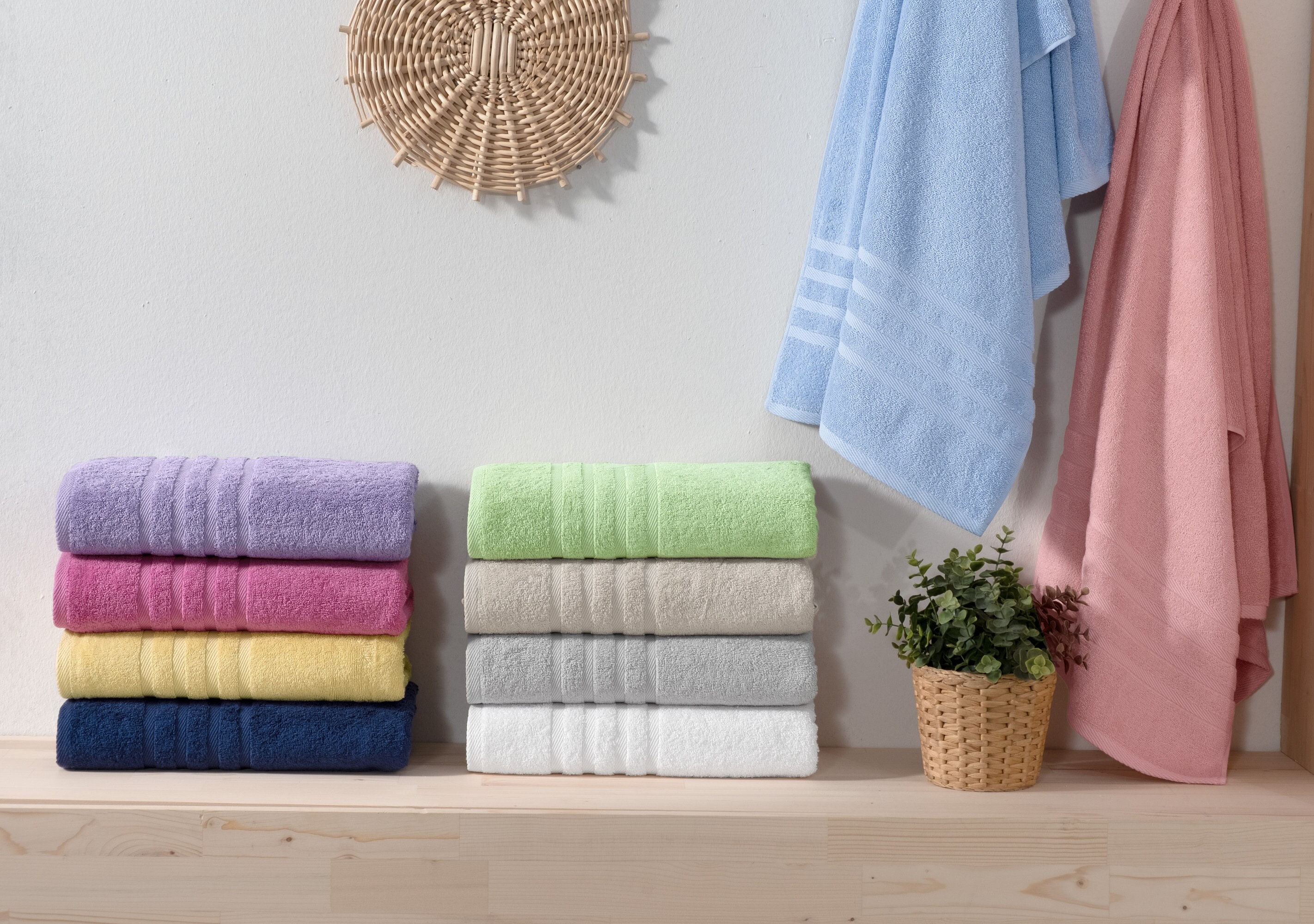 Evening Blue Organic Turkish Cotton Bath Towels, Set of 6