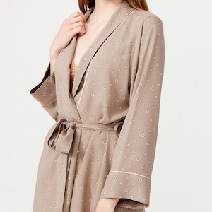 Bamboo Viscose Robe Soft Kimono Robe, Paisley Print Elegant Loungewear, Silky Dressing Gown, Birthday Gift Her Gift Mom Gift, Dress Up Robe