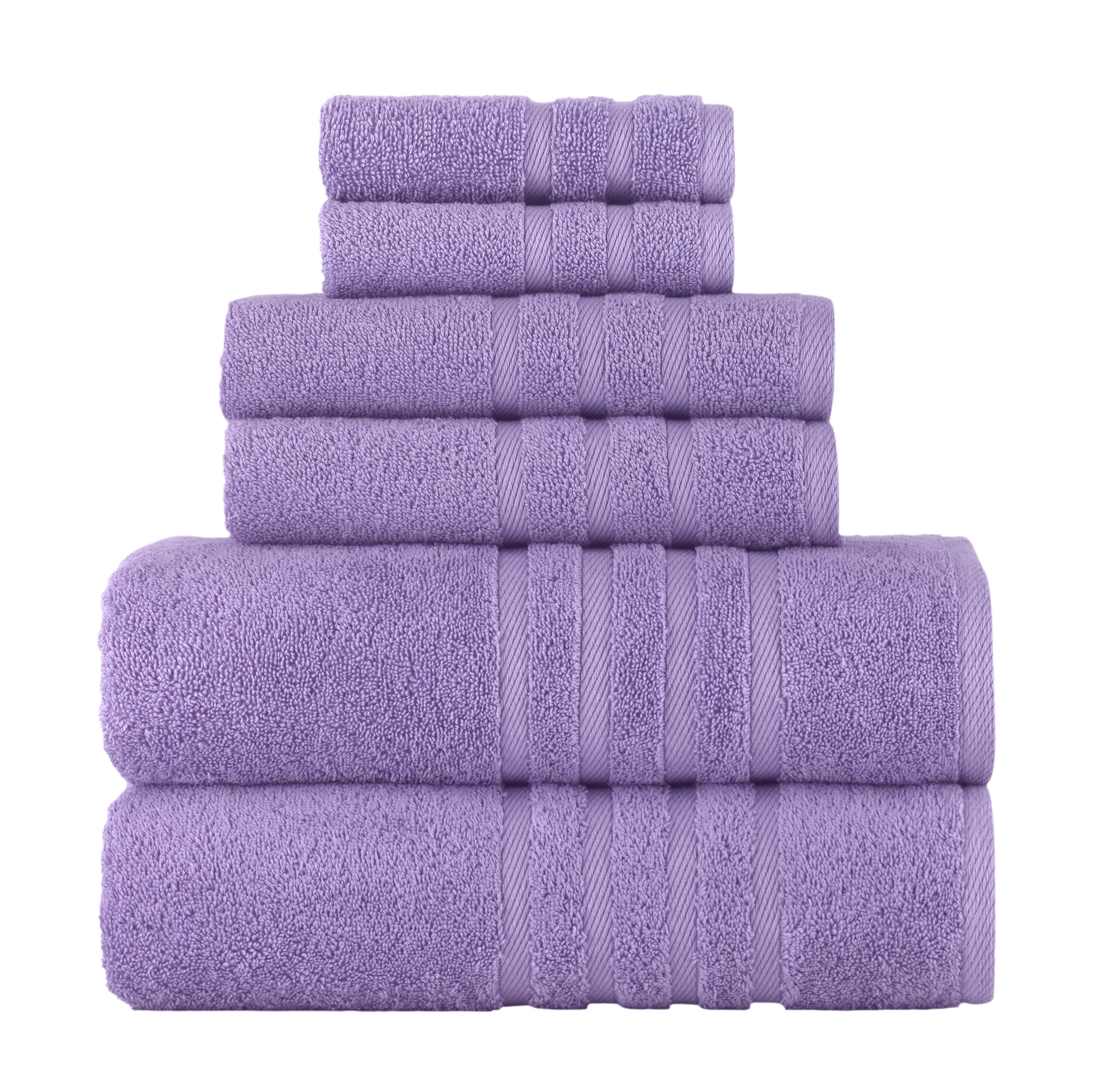 Lavender Luxury Bath Towels Set, Turkish Cotton Hotel Large Bath Towels Bulk  for Bathroom, Thick Bathroom Towels Set of 6 with 2 Bath Towels, 2 Hand  Towels, 2 Washcloths, 650 GSM. 