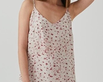 Floral Cupro Cotton Pajama Set, Lightweight Summer Sleepwear, Breathable Lounge Wear