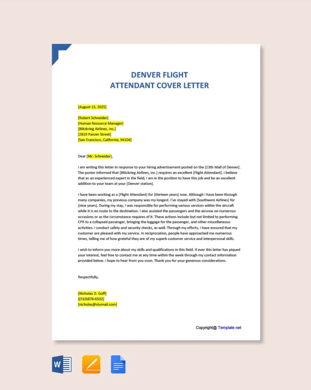 COVER LETTER Flight Attendant Position Editable Cover Letter For A cover-letter-flight-attendant-position-editable-cover-letter-for-a