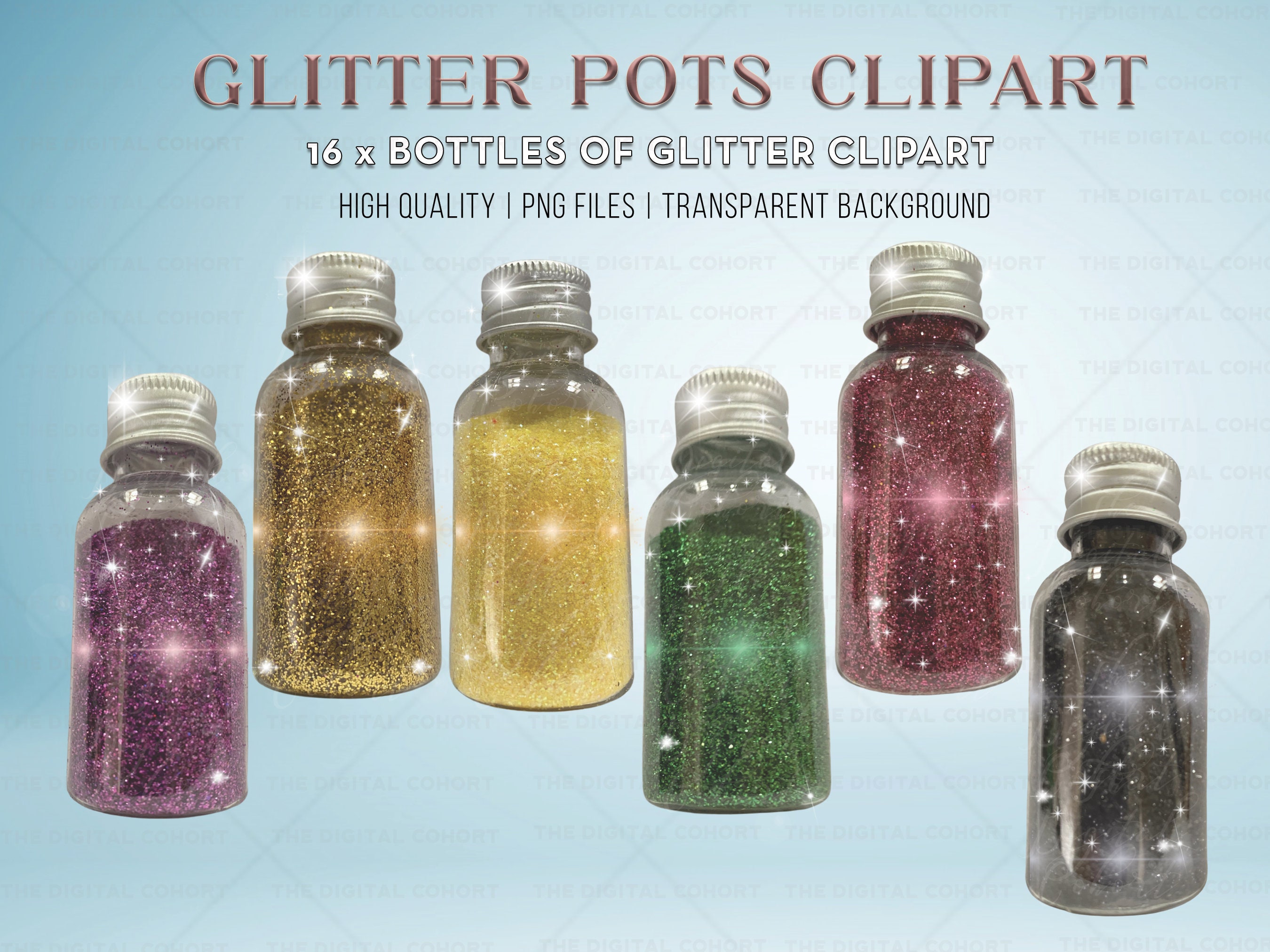 16 Glitter Pots Clipart PNG Bottles of Glitter Beauty Avatar Etsy
