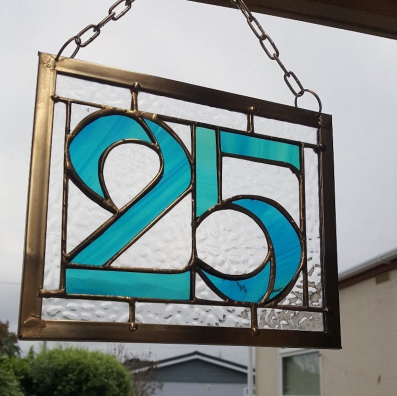 Stained glass custom House numbers or Birthday gifts. Designed to be hung in a window or in a stand on a shelf image 7