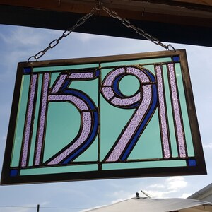 Stained glass custom House numbers or Birthday gifts. Designed to be hung in a window or in a stand on a shelf image 9