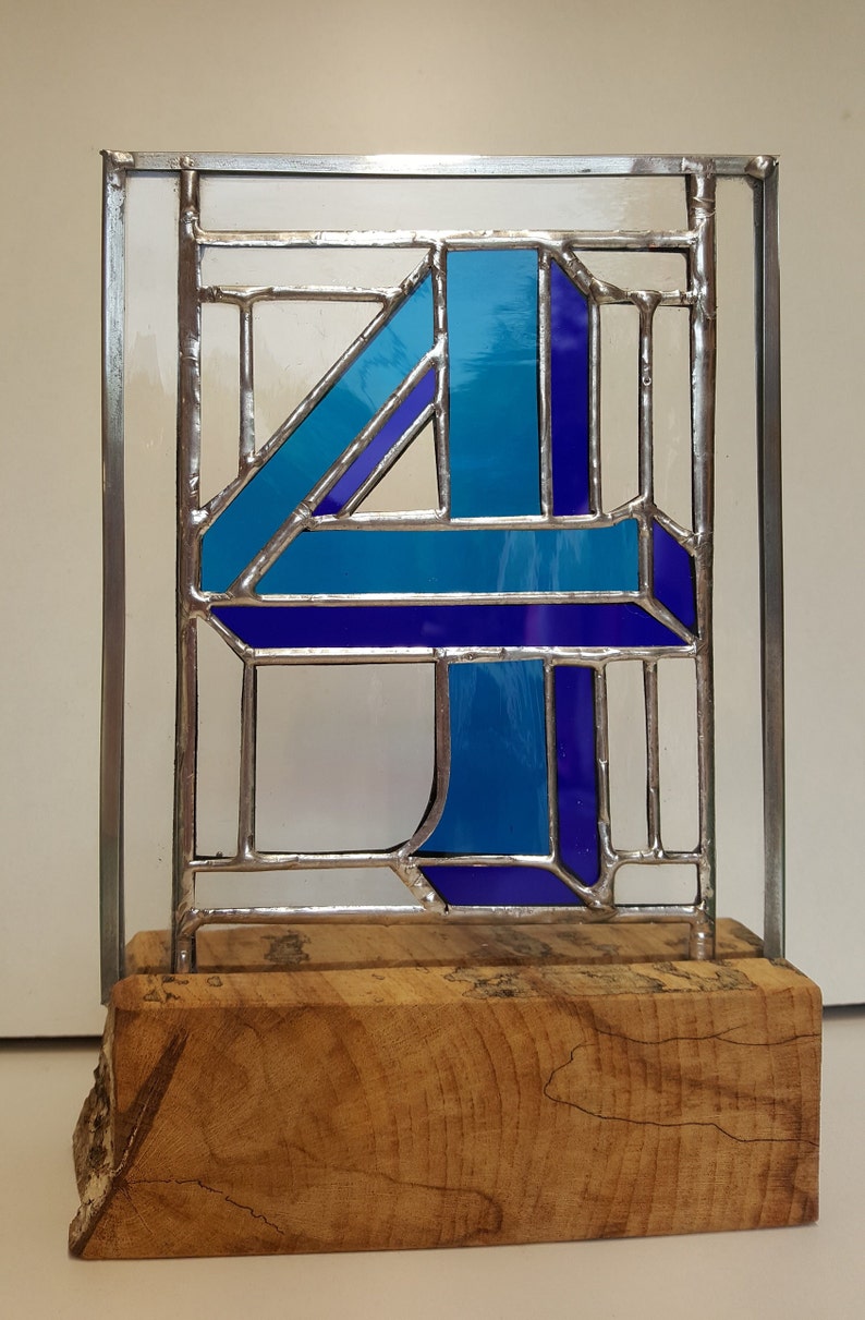 Stained glass custom House numbers or Birthday gifts. Designed to be hung in a window or in a stand on a shelf image 5