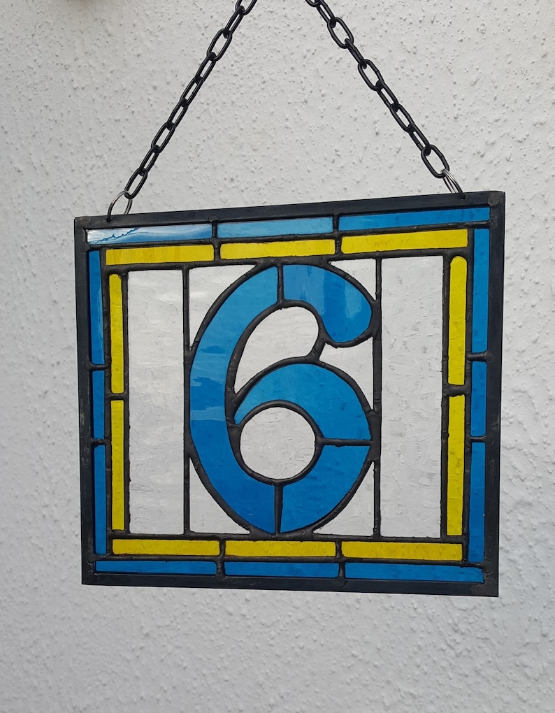 Stained glass custom House numbers or Birthday gifts. Designed to be hung in a window or in a stand on a shelf image 3