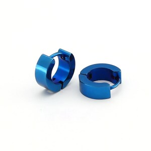 Men Women Unisex Stainless Steel Classic Plain Flat Hoop Huggie Earrings image 7