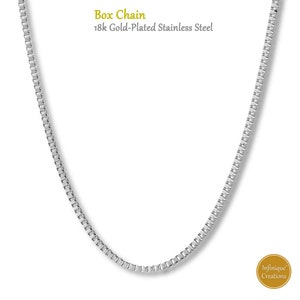 7&quot;-38&quot; Stainless Steel Silver Box Chain Bracelet and Necklace Men Women Hypoallergenic Chain, Non Tarnish Jewelry 1mm-4mm