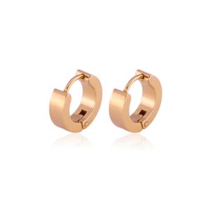 Men Women Unisex Stainless Steel Classic Plain Flat Hoop Huggie Earrings image 4