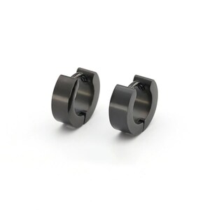 Men Women Unisex Stainless Steel Classic Plain Flat Hoop Huggie Earrings image 5