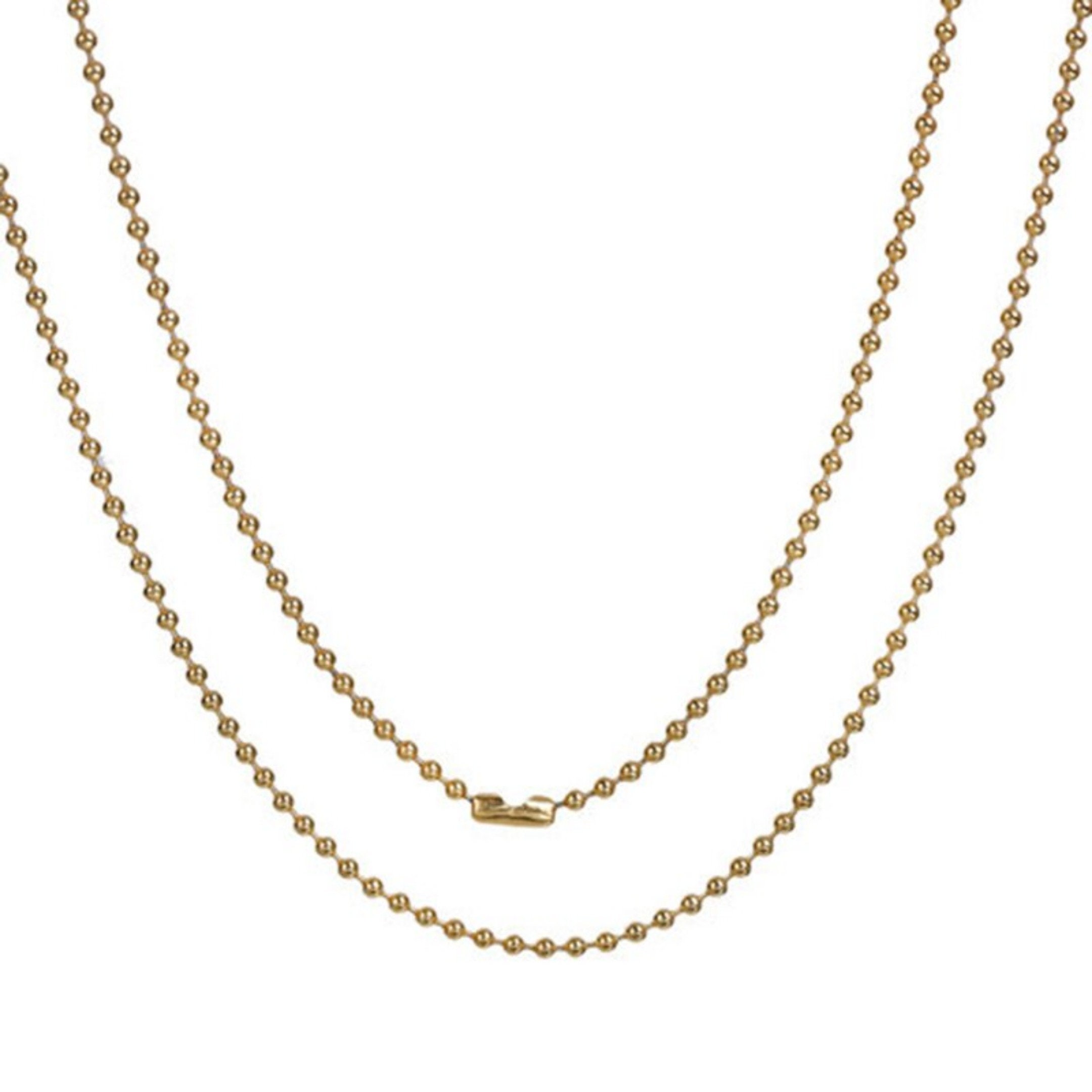 Stainless Steel Ball Chain Bracelet Necklace 18K Gold Plated Men Women ...
