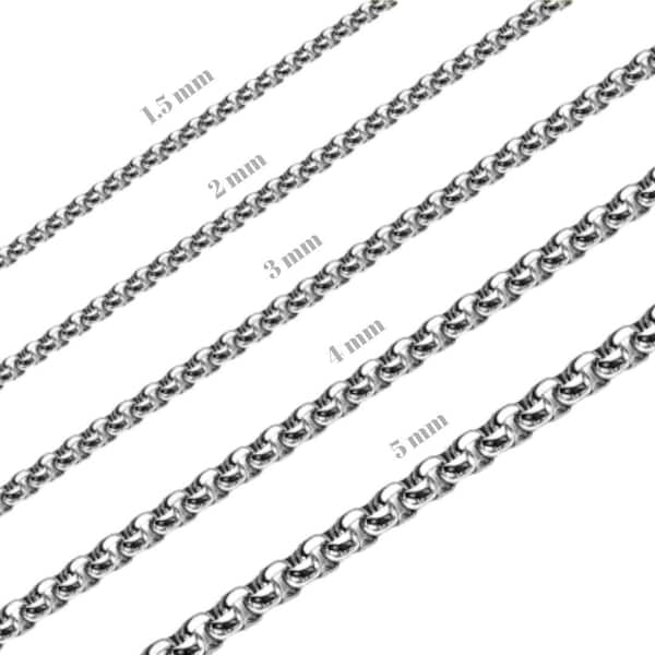 Stainless Steel Silver Round Box Chain Bracelet Necklace Men Women Non-Tarnish Jewelry 7"-38"