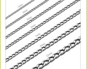 Stainless Steel Silver Cuban Curb Chain Bracelet Necklace Men Women 3-12mm 7-38"