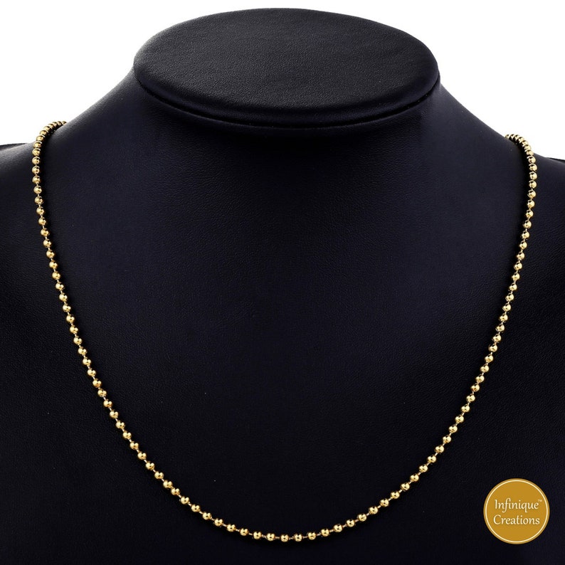 Stainless Steel Ball Chain Bracelet Necklace 18K Gold Plated Men Women ...