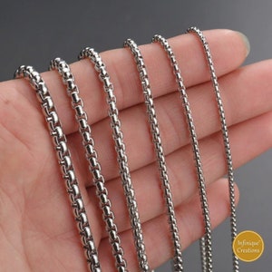Stainless Steel Silver Round Box Chain Bracelet Necklace Men - Etsy