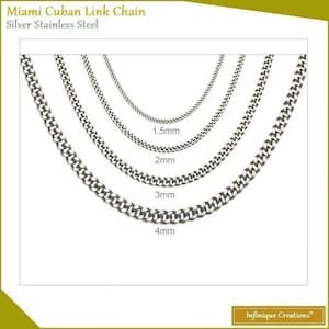 Stainless Steel Silver Miami Cuban Link Chain Bracelet Necklace 7"-38"
