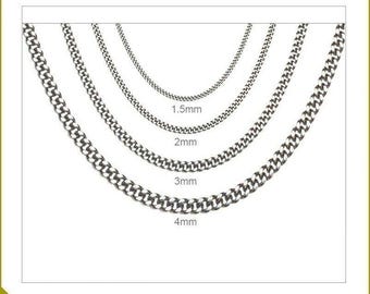 Stainless Steel Silver Miami Cuban Link Chain Bracelet Necklace 7"-38"