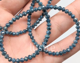 AAA + Natürliche Blaue Diamant Perle: Facettierte Rondell Schmuck (3.5-4.5 mm) 15 Zoll