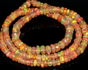 AAA+ Ethiopian Opal Faceted Rondelle Beads 4 - 5.5 mm Fire Opal Bead Ethiopia Opal Bead Handmade Gift Birthday Gift For Her