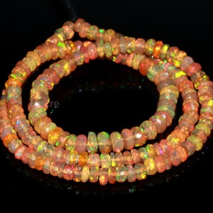 AAA+ Ethiopian Opal Faceted Rondelle Beads 4 - 5.5 mm Fire Opal Bead Ethiopia Opal Bead Handmade Gift Birthday Gift For Her