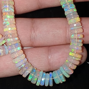 Faceted Ethiopian Opal Bead Strand: 9mm Tyre Heishi, Natural Gemstone