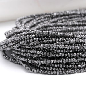Raw Black Diamond Beads: 15 inch Natural Uncut Strand (2-3mm)