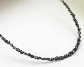 Collar de pepitas de diamante negro en bruto: cuentas en bruto sin tallar, joyería personalizada
