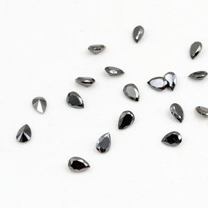 Faceted Pear Shape Black Diamond: Loose Cut Stone (5x8 mm, 3x5 mm)