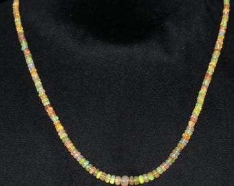 Ethiopian Opal Necklace: Sterling Silver Welo Fire Rondelle Gemstone
