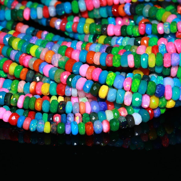 Ethiopian Disco Opal Bead Faceted Rondelle Bead Strand 4 - 6 mm Opal Fire Opal Bead Ethiopia Opal bead opal bead strand opal bead necklace