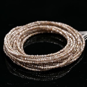 Natural Champagne Diamond Rondelle Beads: Chocolate Brown Faceted Jewelry (15 inch)
