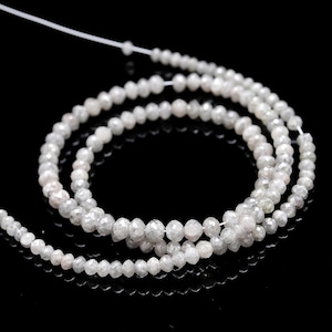 White Grey Round Diamond Beads Strand 3 - 4.2 mm Natural AAA+ Top Quality Diamond Jewelry Making Beads Personalized Jewelry