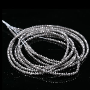 AAA+ Gray Diamond Beads: Faceted Rondelle Strand, 15 inch